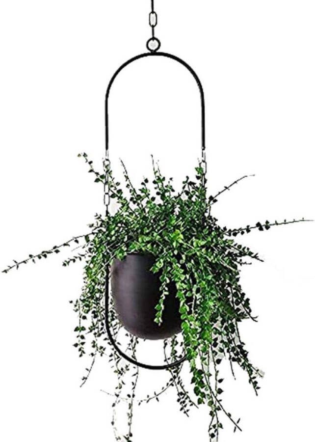 Plantenhanger Planthanger Hangende decoratiepot metalen boho-hangmand plafond hangende plantenbak voor kamerplanten vetplanten luchtplanten cactus zwart