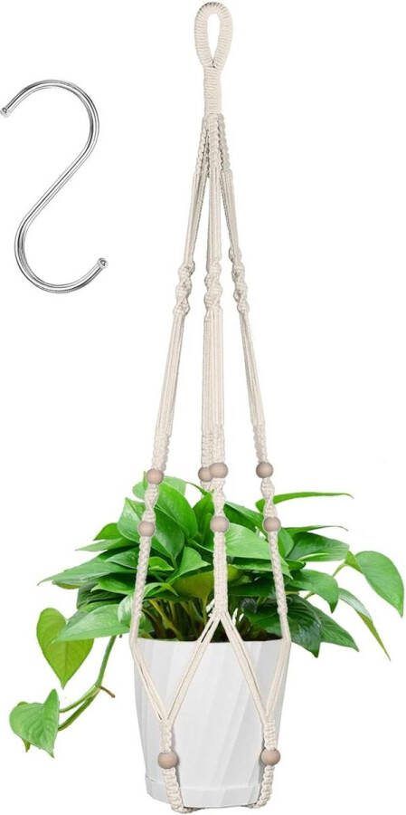 Plantenhanger Planthanger Katoenen Macramé Plantenhanger met Hangende Haken Terrasdek Plafond Plantenhouder 89 cm