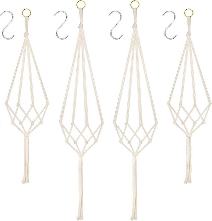 Plantenhanger Planthanger Katoenen Touw Macramé Plantenhanger Met Metalen Ring En Kwastjes Voor Binnen En Buiten Decoratie S haken