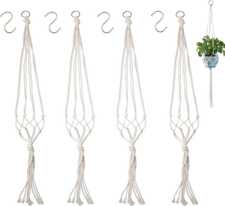 Plantenhanger Planthanger macramé bloemenhangers boho-decoratie katoenen touw hanglampen bloempotten hangende plantenhangers voor binnen buiten plafond balkons wanddecoratie 95 cm lang