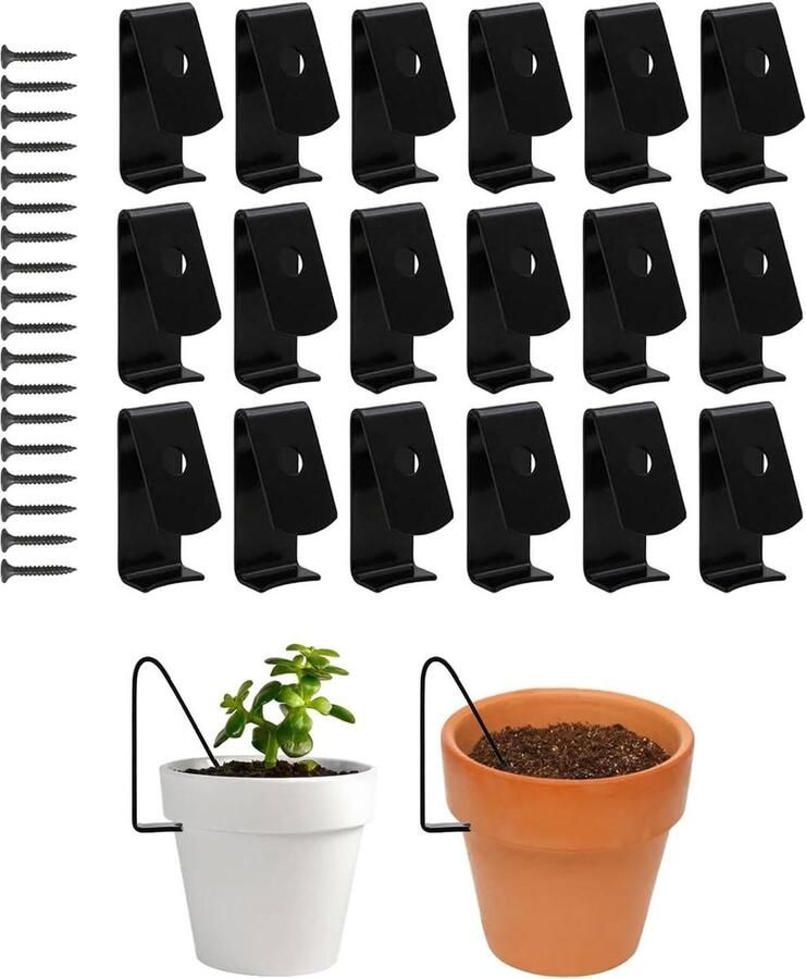 Plantenhanger Planthanger Zware terracotta bloempot clip pannenklemmen Plantenhangers voor 15-20 cm terra cotta bloempot Set van 18 stuks