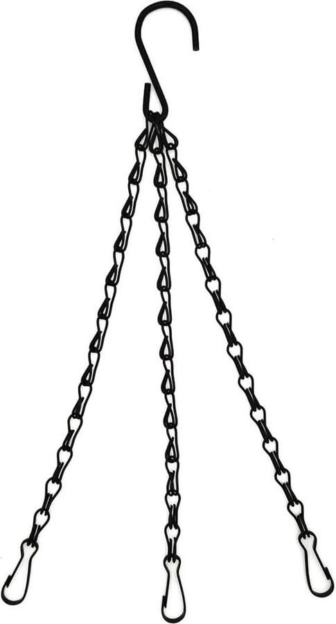 Plantenhanger Planthanger zwarte kettingen 3 strengen 40 cm hangende mandketting metaal tuinhanger pot hangketting voor vogelvoeder planten bloempotten