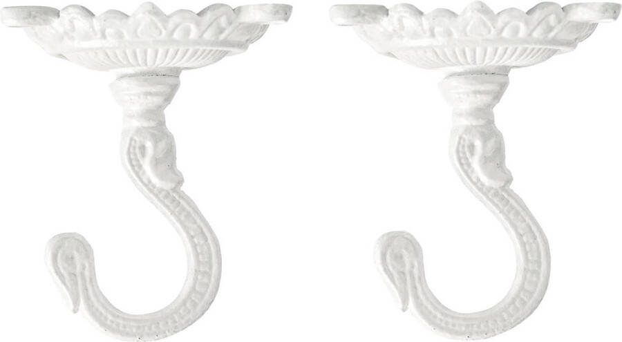 Plantenhanger Robuuste plafondhaken Witte gietijzeren antieke decoratieve haak Bloempotten windgong lantaarn ophangen