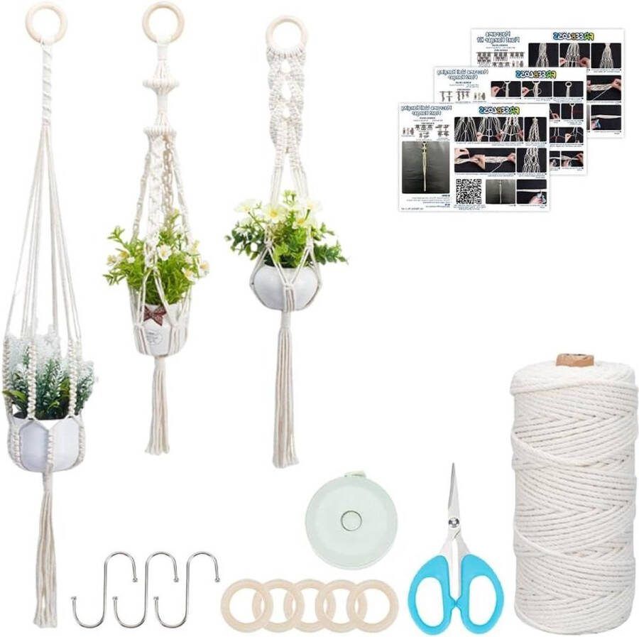 Plantenhanger Set van 3 stuks wandophanging voor indoor planten Macramé voor beginners