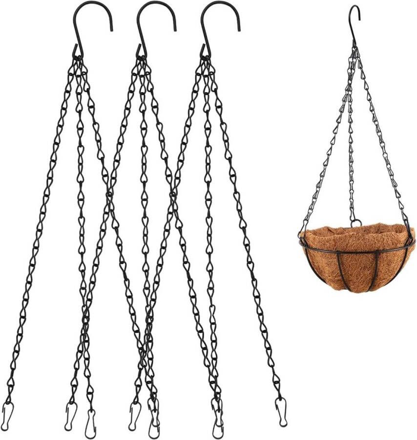 Plantenhanger Verstelbare metalen kettingen voor bloemenhangers Set van 3 Hangende kettingen met haken Vogelkooien lantaarns Hangketting reserveketting