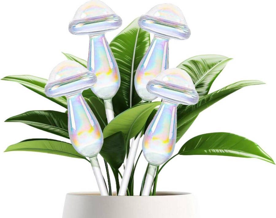 Plantenirrigatieballen regenboogkleurverloop paddenstoel design reflecterend 4 stuks kamerplanten tuin balkon
