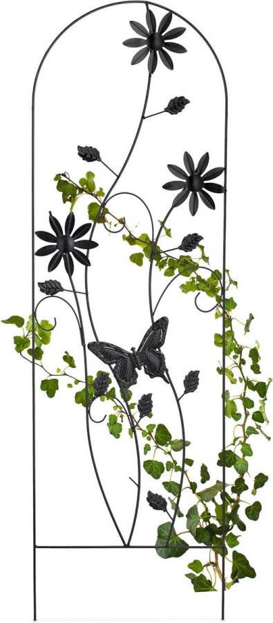 Plantenklimrek Bloemen Design Rankhulp voor Klimplanten in de Grond 120x40 cm Zwart plantensteun halfronde