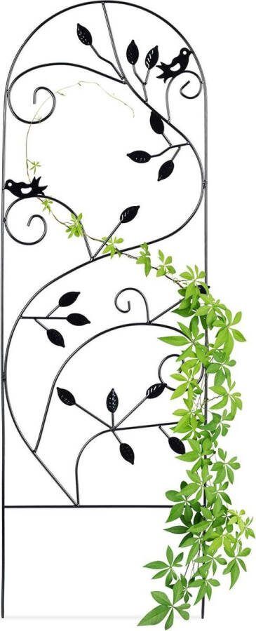 Plantenklimrek metaal vogel 120 x 40 cm zwart trellis rankhulp robuust voor planten