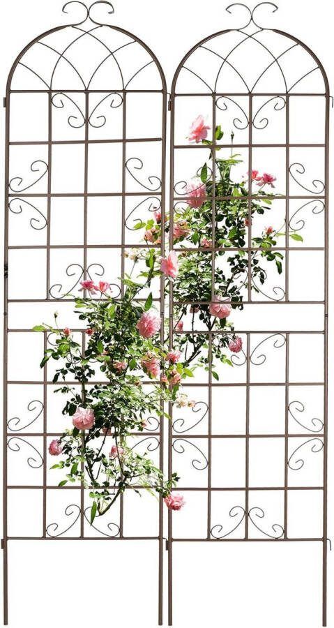 Plantenklimrek set van 2 Rankhulp voor klimplanten in de grond Afmetingen: 220 x 52 x 2 cm Bruin plantensteun halfronde