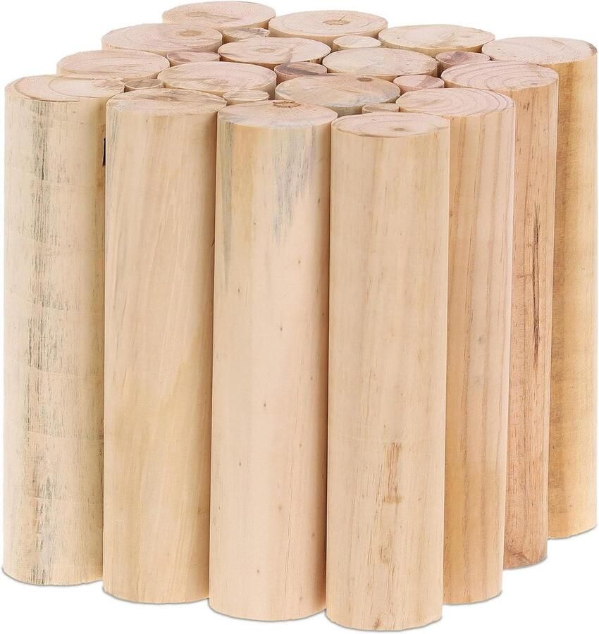 Plantenkruk hout vierkant gedraaid voor bloempotten plantenstandaard binnen HBD 20 x 20 x 20 cm naturel