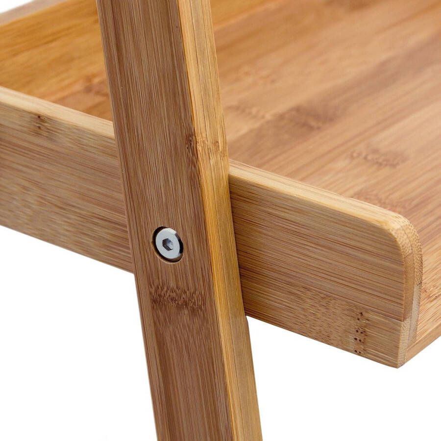 Plantenladder Bamboe 4 planken badkamer staand rek Hout smal HxBxD 176 x 44 x 37 cm Natuurlijke kleur Plantenladder