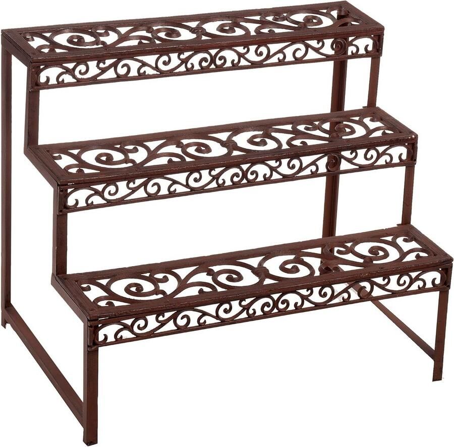 Plantenladder Design Balkon Plantentrap Roodachtig Gietijzer Rechthoekig 79 cm 49 cm 66 cm Plantenladder
