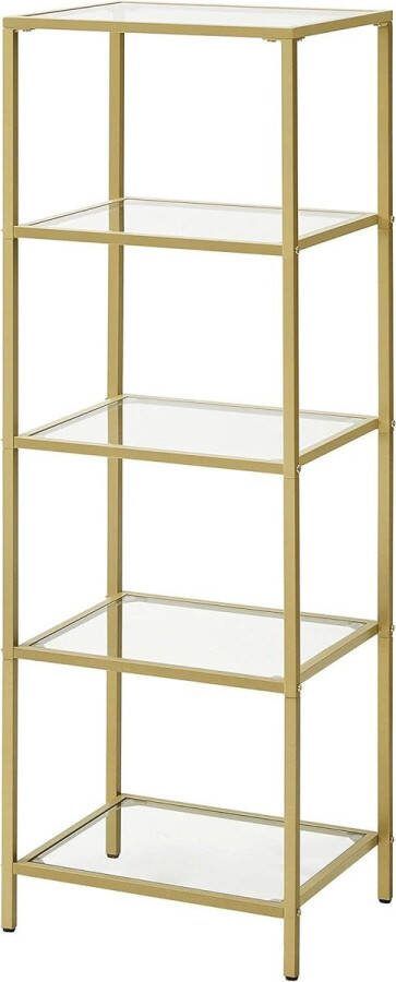 Plantenladder Glazen Opstapplank Slaapkamer Badkamer Thuiskantoor Goudkleurig LGT029A01 Plantenladder