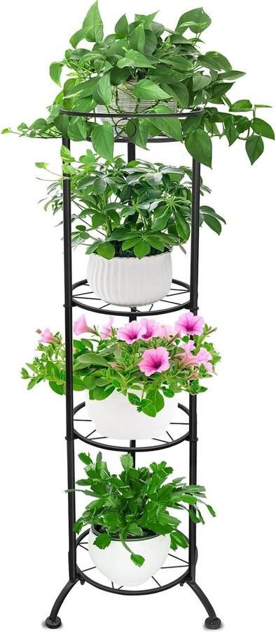 Plantenladder Hoge Stand Planken Metaal Binnen Buiten Terras Balkon Badkamer Plantenladder