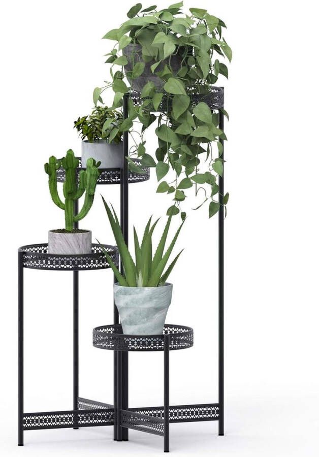 Plantenladder Smeedijzeren plantenrek bloemenrek voor huis en tuin draaibaar 20 kg belasting 53 x 90 cm maat L Plantenladder