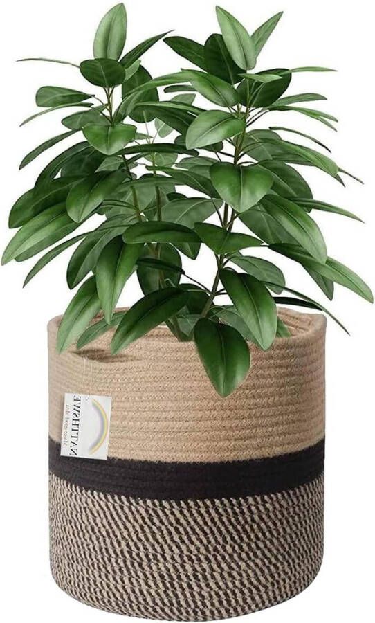 Plantenmand voering katoen touw indoor geweven plantenpotten 11 inch plantenbak bloempotten decoratie opvouwbare wasmand huishoudelijke opbergmand
