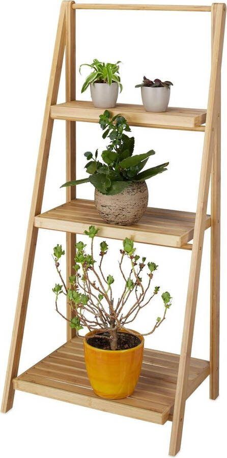 Plantenrek binnen 3 etages inklapbaar Houten plantenrek van bamboe Afmetingen ca. 99 x 45 x 32 cm