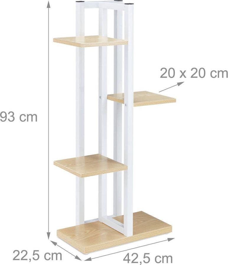 Plantenrek metaal met 4 etages binnen woonkamer HxBxD:93 x 42 5 x 22 5 cm plantentrap lichtbruin