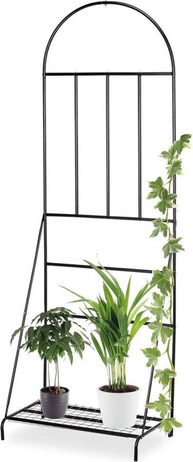 Plantenrek rankhulp tuin-balkon-terras staal plantenstandaard HBD 200x70x40 cm zwart metrikunst plantensteun halfronde