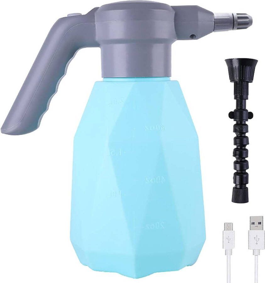Plantenspuit 2 liter oplaadbare elektrische plantensproeier- automatische plantensproeifles met verstelbare uitloop- geavanceerde sproeikop voor bemesting- reiniging (blauw)
