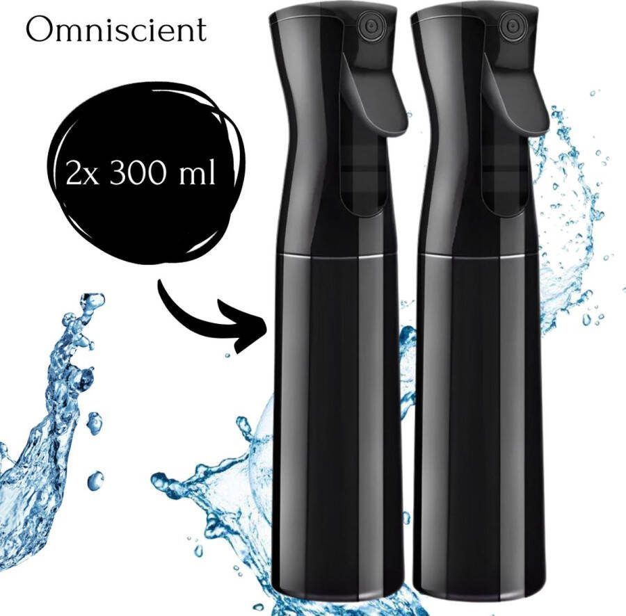 Plantenspuit Spray bottle Duo pack Sprayflacon Mist spray bottle 300ml Zwart Wit Transparant Waterverstuiver