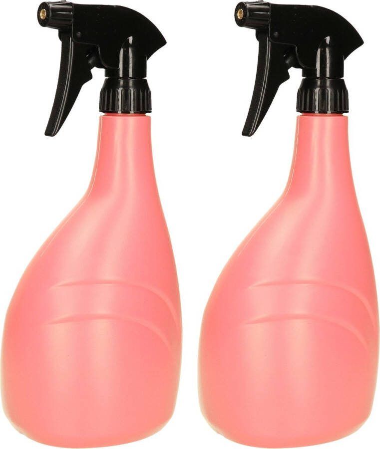 Plantenspuit plantensproeier 2x 900 ml lichtroze Kapper waterverstuiver