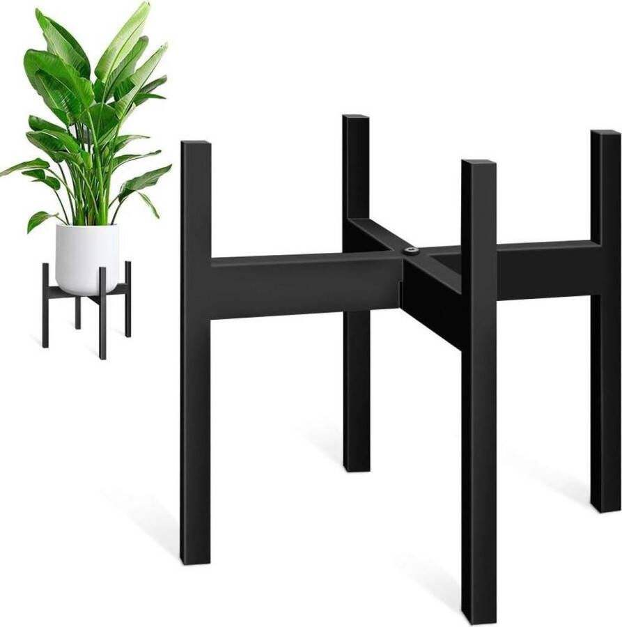 Plantenstandaard Mid Century Metalen Plantenhouder Hoek Binnen Buiten Groot Zwart Geschikt voor 35 cm Pot