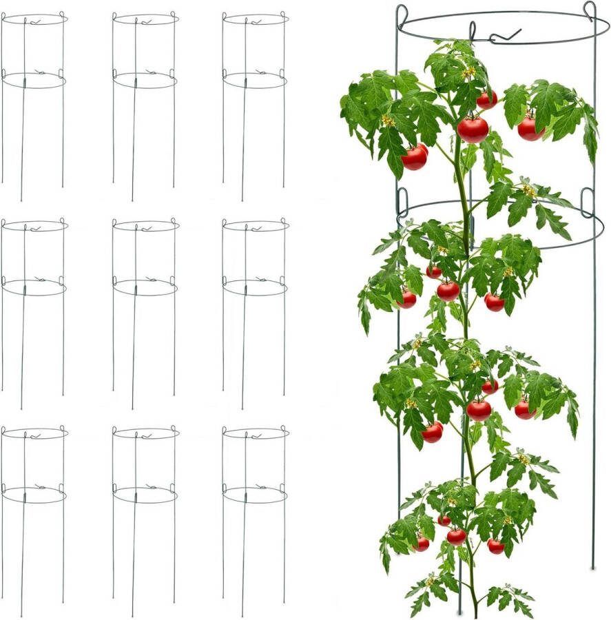 Plantensteun Metaal Ronde Klimhulp Voor Tomaten en Rozen Set Van 10 76 x 26 cm Groen plantensteun halfronde