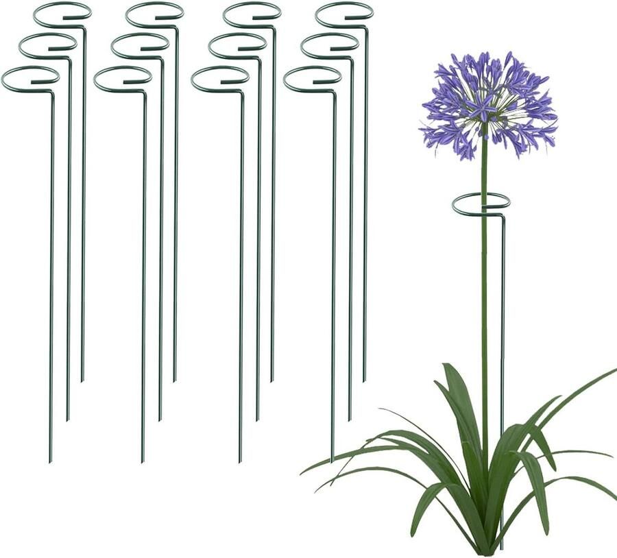 Plantensteunen met ringen 12 stuks 455 cm metalen enkelstammige bloemsteunringen tuinplantenstokken plantensteun voor amaryllis orchidee lelie roos pioen tomaten gladiolen plantensteunen met ringen