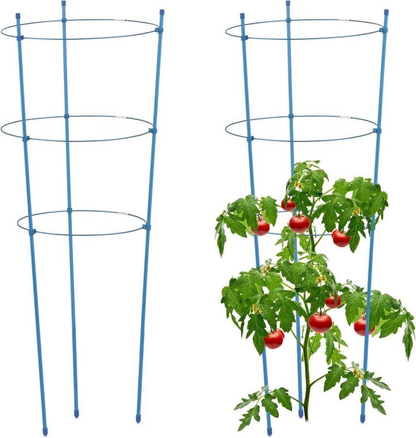 Plantensteunen met ringen set van 2 76 cm hoog verstelbare ringen klimplantenrek moestuin blauw plantensteunen met ringen