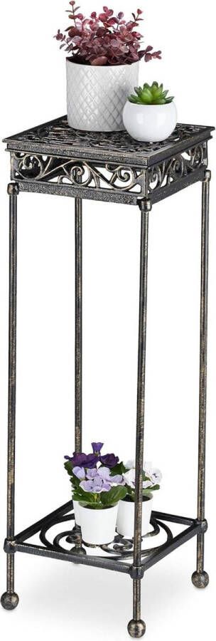 Plantentafel gietijzer retro design vierkant binnen & buiten hoge plantenkruk bronzen afwerking 73x24x24 cm
