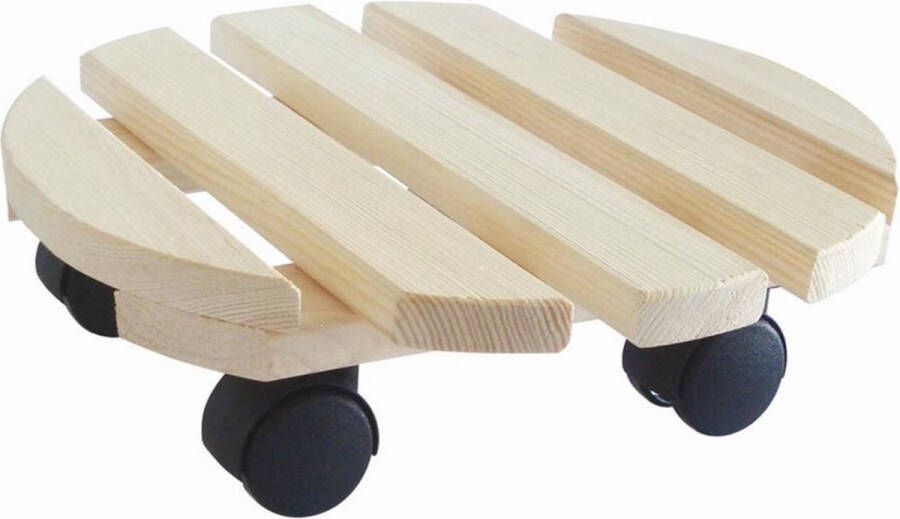Merkloos 1x Planten Trolleys multirollers Rond 30 Cm Naturel Planten Onderzetter