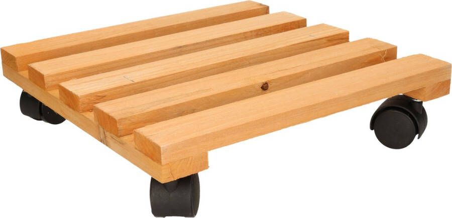 Merkloos Sans marque 1x Plantenonderzetter multiroller vurenhout 30 cm 30 kg Woonaccessoires decoratie houten planken trolley voor kamerplanten