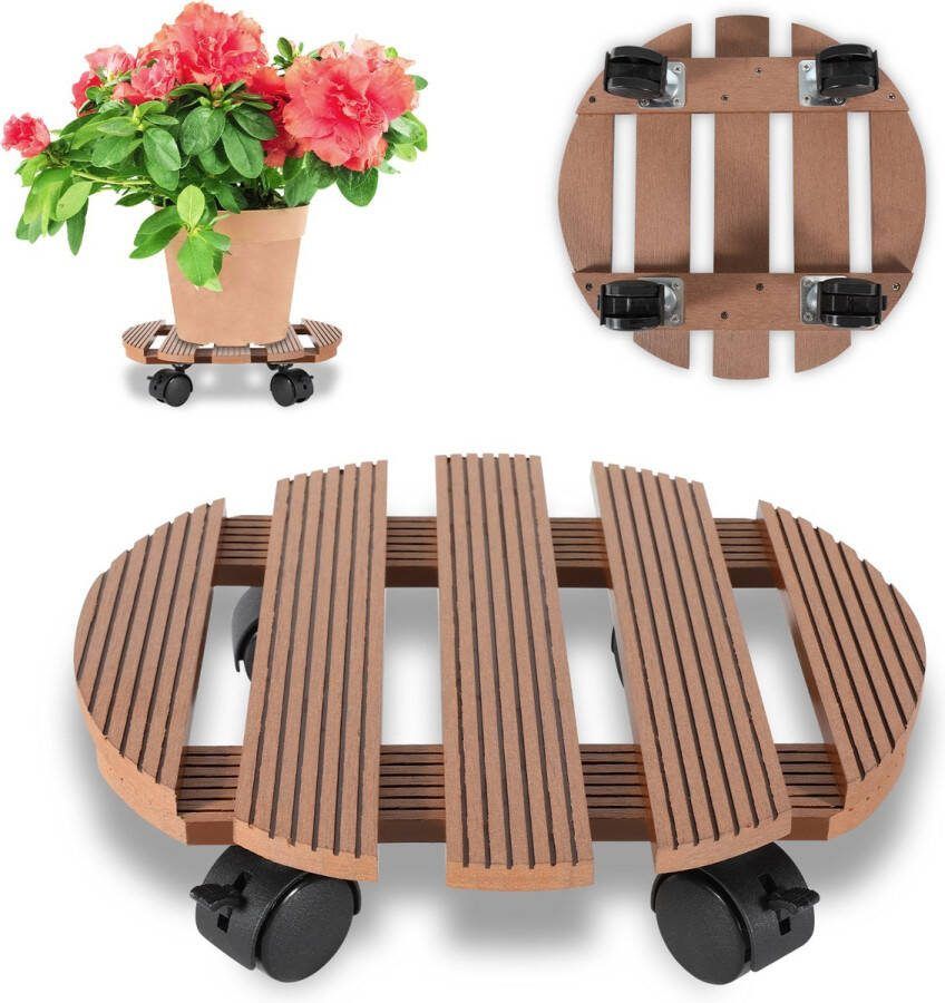 Plantentrolley Plantenroller Draagkracht tot 80 KG Plantenwagen Houder met wieltjes planten trolleys Ronde Bruin