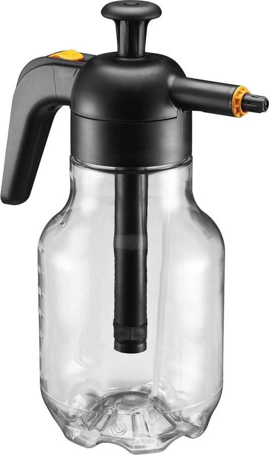 Plantverzorging Drukspuit Waterbasis Instelbaar Sproeipatroon Veiligheidsklep 18 liter Zwart Oranje Transparant
