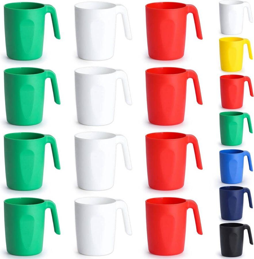 Plastic bekers set van 12 onbreekbare en herbruikbare lichtgewicht reiskoffiekopjes espressokopjes gemakkelijk mee te nemen en schoon te maken magnetronbestendig vaatwasmachinebestendig