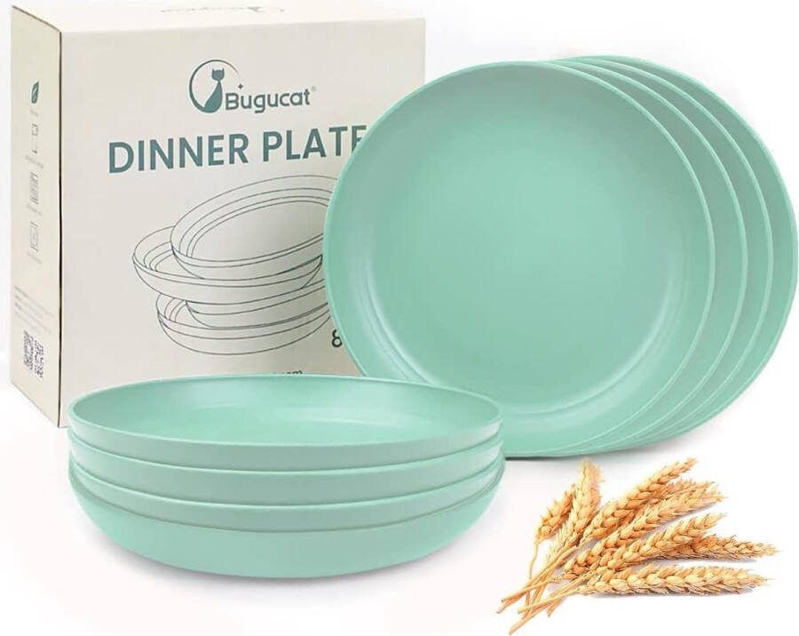 Plastic bordenset 8-delig 20 cm kunststof borden van PP campingservies magnetron en vaatwasmachinebestendig lichte platte borden herbruikbaar saladeborden voor pizza salade pasta