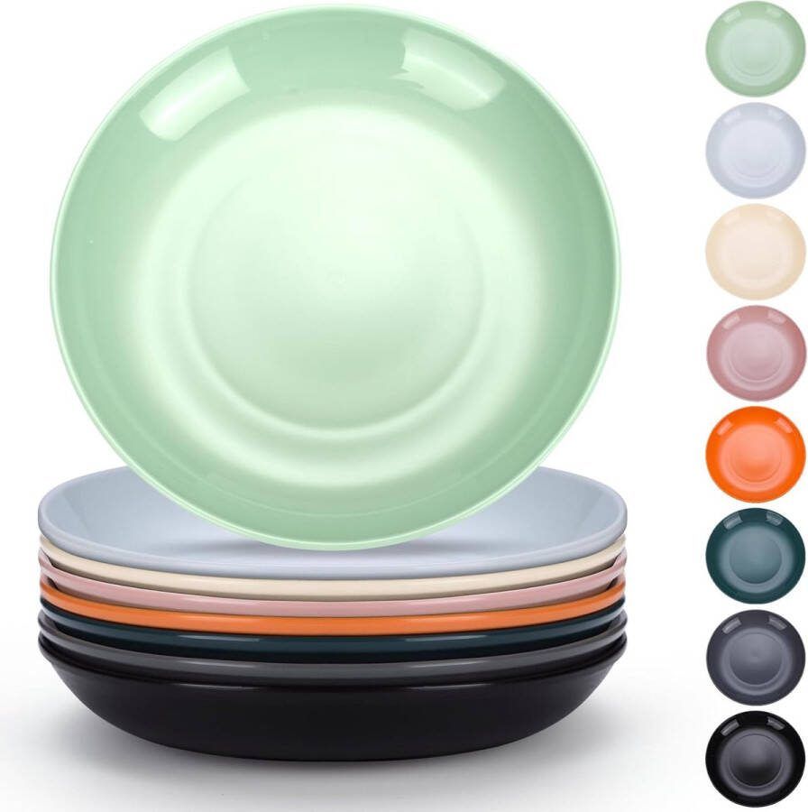 Plastic bordenset van 8 dinerborden 24 cm onbreekbaar herbruikbaar servies voor alle doeleinden en alle leeftijden magnetronbestendig BPA-vrij vaatwasmachinebestendig (mutile kleur)