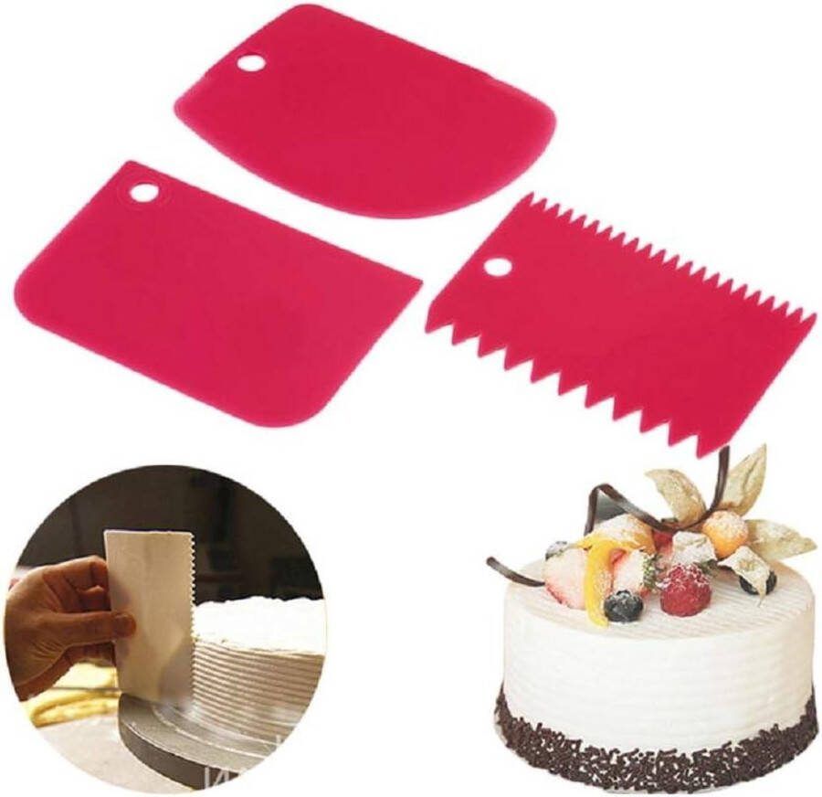 Plastic Cake Schraper Spatel Set Gebak Deeg Fondant Crème Cake Edge Side Decorating Kam Icing Smoother Cutters 3 Stuks Taartsnijder