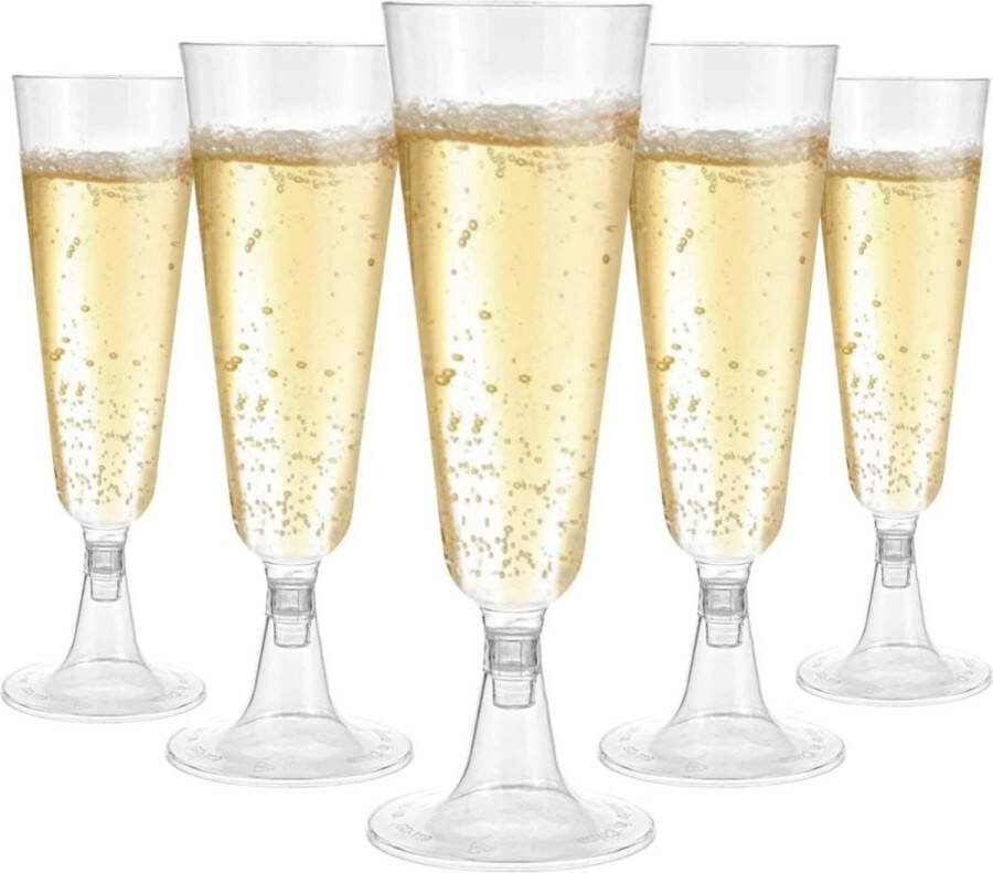 Plastic champagnefluiten 150 ml 50 stuks heldere champagneglazen herbruikbaar voor tuinfeesten bruiloft en jubileum douchefeestjes 55 x 165 cm
