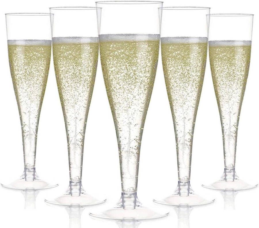 Plastic champagnefluiten 150 ml herbruikbare champagneglazen set van 54 feestbekers voor tuinhuwelijk 17x5 cm