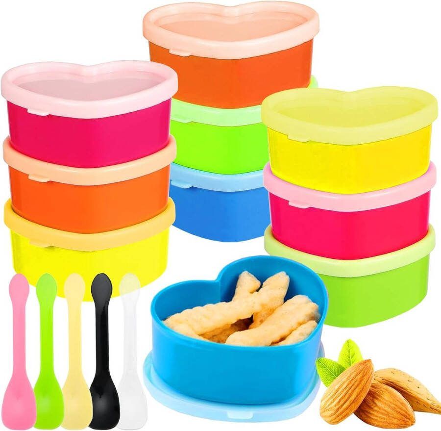 Plastic diepvriescontainers kleine containers 10 stuks voorraadpotten met deksel voedselopslagcontainers opbergdoos plastic voedsel keuken lekvrije containers voedselcontainers (hart)