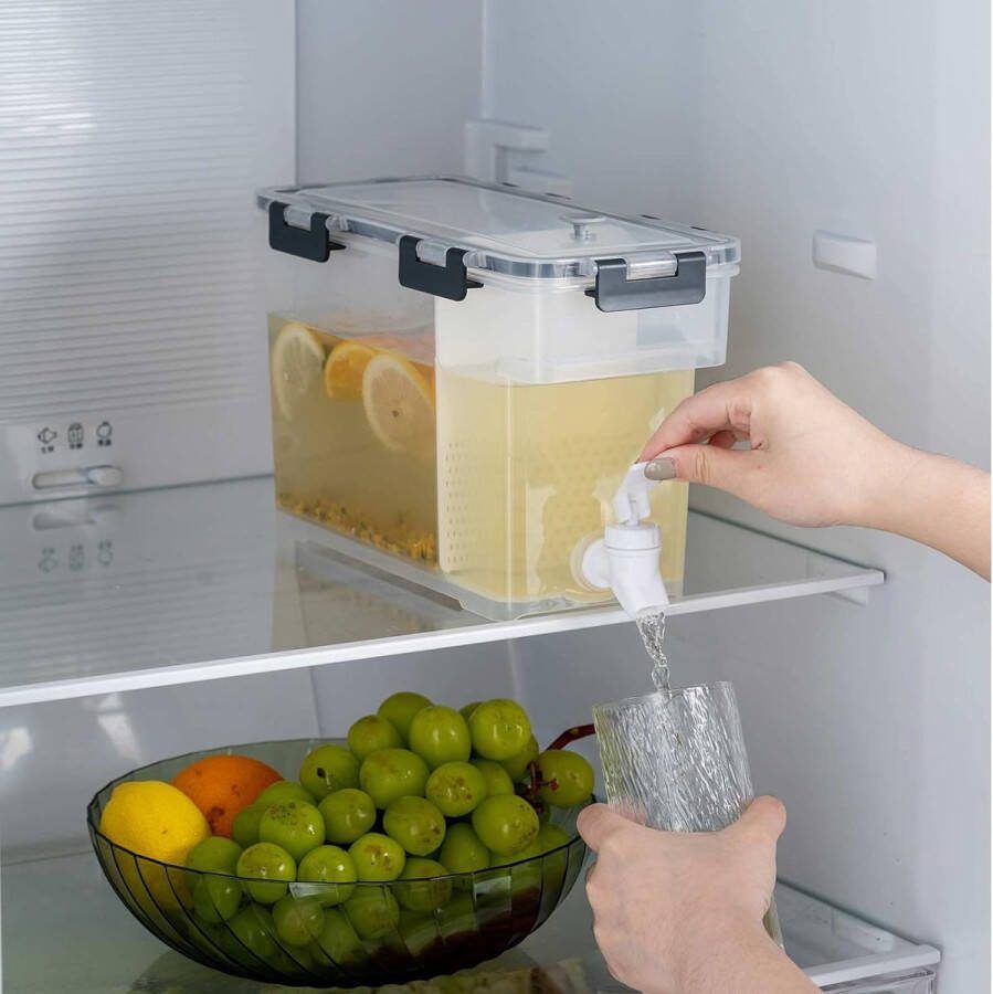 Plastic drankdispenser 3 5L drankenkoelemmer met kraan IJssap limonadedispenser Perfect voor koelkast Fruittheepot Limonadefles ijswater