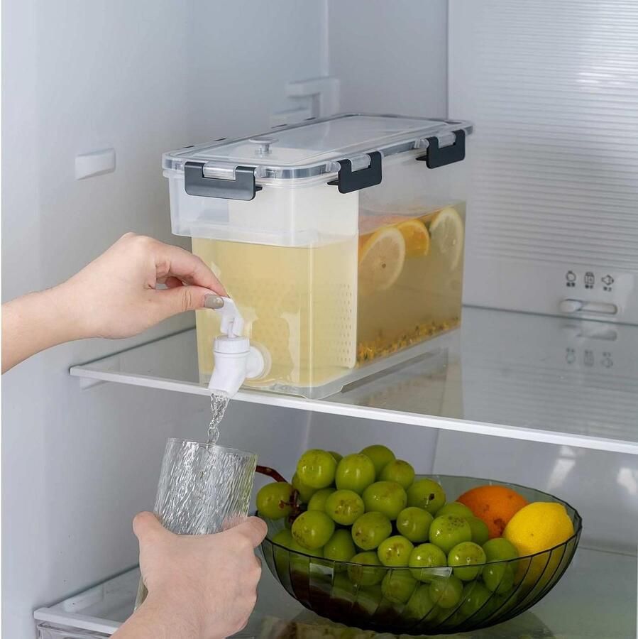 Plastic Drankdispenser 35L Drank Gekoelde Emmer met Kraan Ijsap Limonade Dispenser Prefect voor Koelkast Fruit Theepot Limonade Fles Ijswater