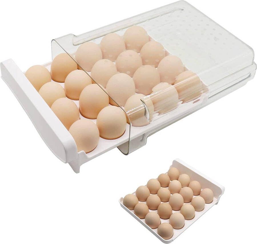 Plastic Eierdoos Eierhouder 20 Grote Capaciteit Draagbare Opbergdoos voor Eieren Keuken en Koelkast Transparante Eierdoos voor Het Bewaren van Eieren en Eendeneieren