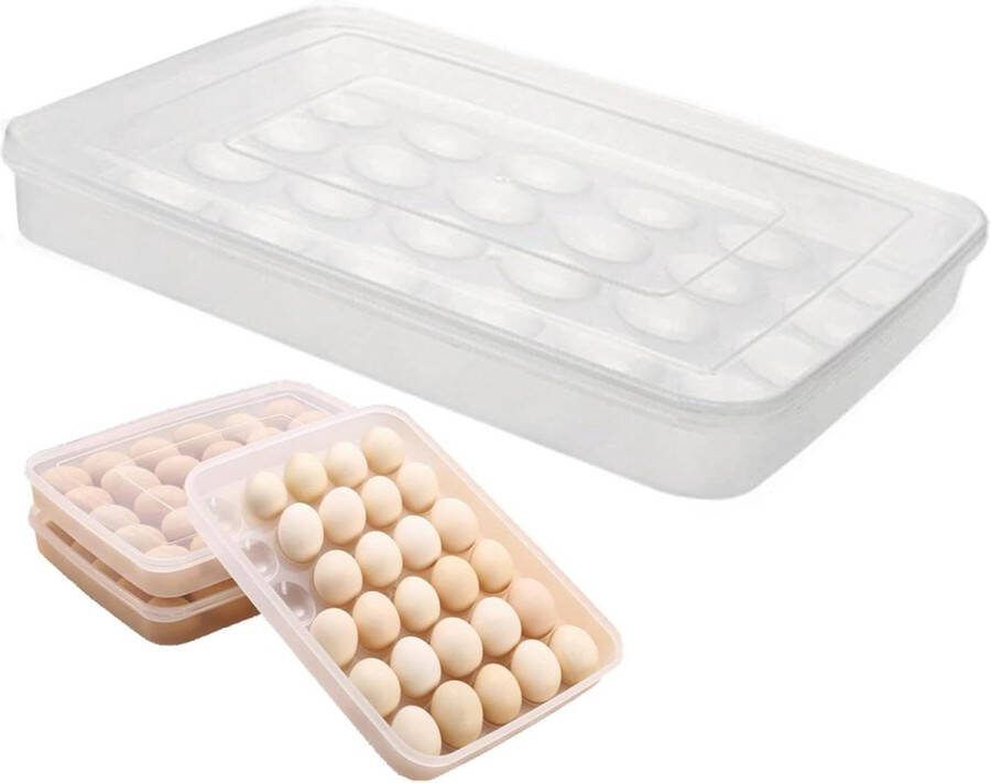 Plastic eierorganizer doos 30 roosters draagbare eierdoos stapelbare eiertrays opslagcontainer antislip eierhouder koelkast keuken picknick 345 * 26 * 4 cm