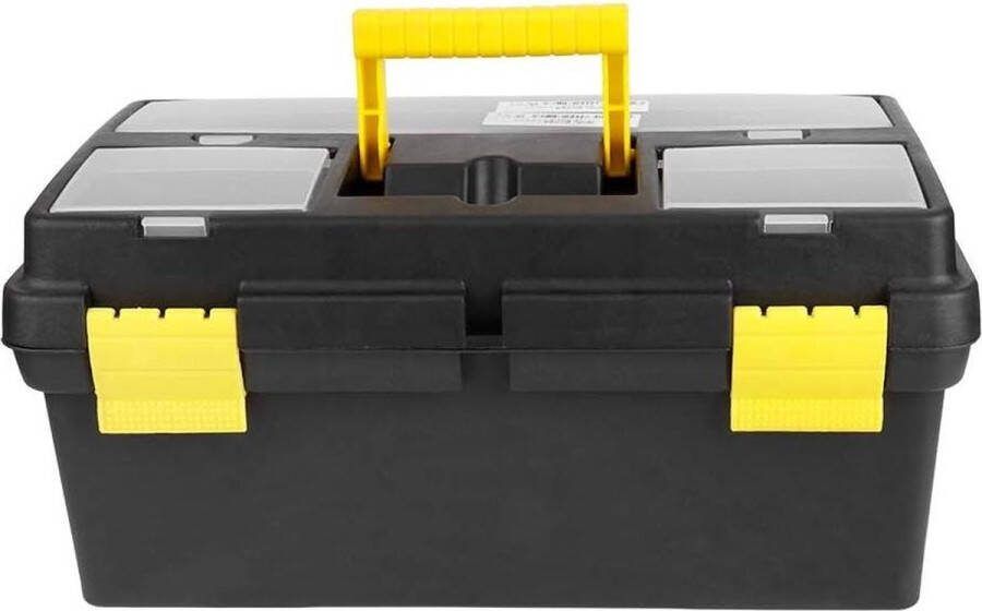 Plastic Gereedschapskoffer Afsluitbare Gereedschapskist Verwijderbare Opbergdoos met Antisliphandgreep Montagebehuizing met Onderverdelingen
