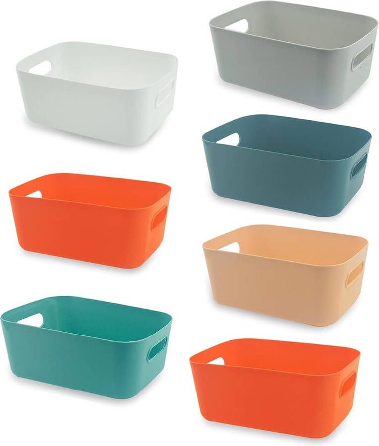 Plastic manden Opbergdoos Kleine manddozen met handgrepen Opslagcontainer Organizer voor badkamer Keukenplank Kast Cosmetica (6 kleuren 22 5 x 16 x 10 cm)