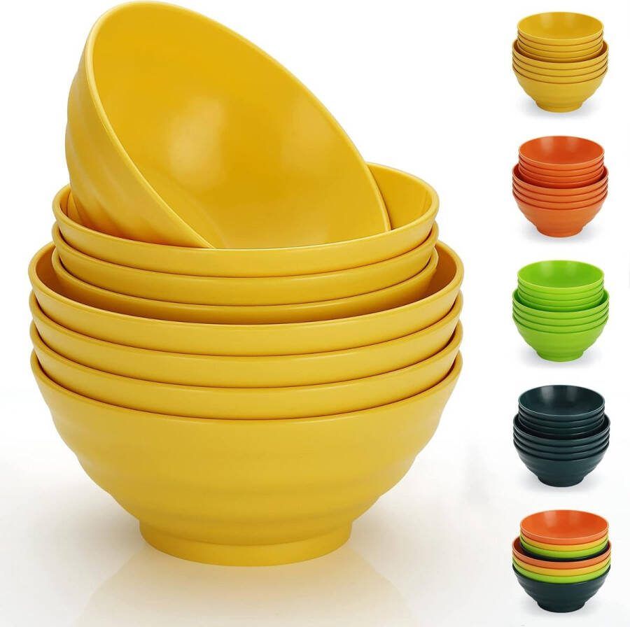 Plastic mueslikommen set van 8 2 maten 500 1000 ml onbreekbare herbruikbare lichte kom soepkom voor multifunctioneel BPA-vrij kunststof schalen