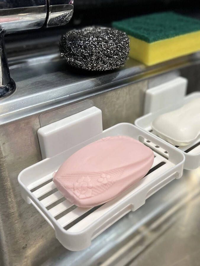 Plastic Reinigingsspons Houder Minimalistisch Wit Punch-free Keuken Opbergrek Voor Keuken wilt